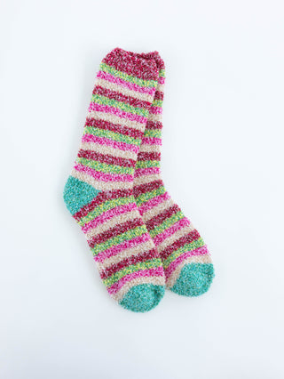 Colorful striped socks on a white background