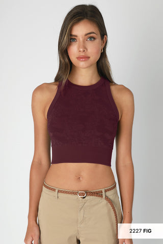 Lace High Neck Crop Top - Buttercup Lynne Boutique