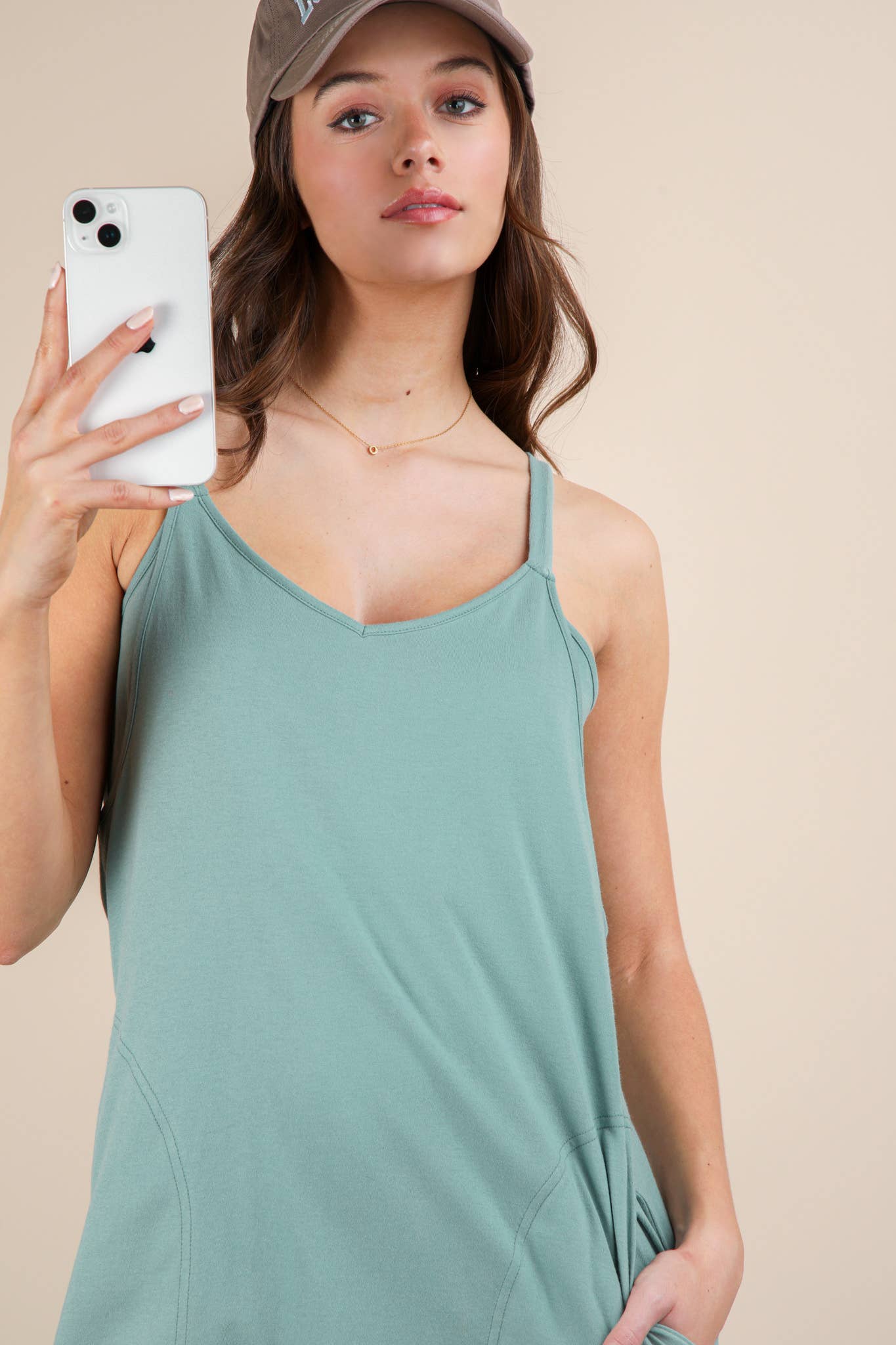 ND31605-V-Neck Sleeveless Casual Comfy Midi Dress - Buttercup Lynne Boutique