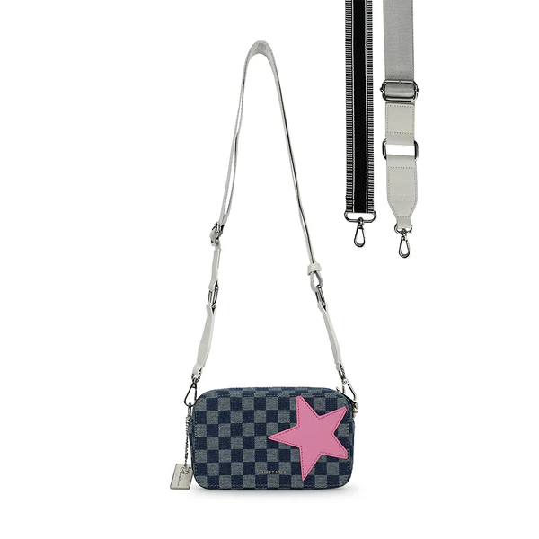 Hot To Trot Denim Checkered Crossbody