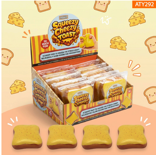 Squeezy Cheezy Toast slow-rising squishy toy, set of 4 yellow cheese toast squishies
