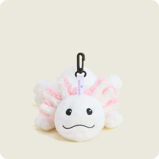 Warmies Axolotl Bag Charm plush clip-on toy in white and pink