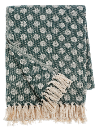 Green & Natural Polka Dot Woven Throw - Buttercup Lynne Boutique