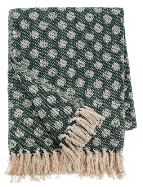 Green & Natural Polka Dot Woven Throw - Buttercup Lynne Boutique