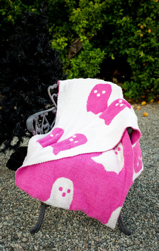 Bella Boo's Pink Ghost Throw Blanket