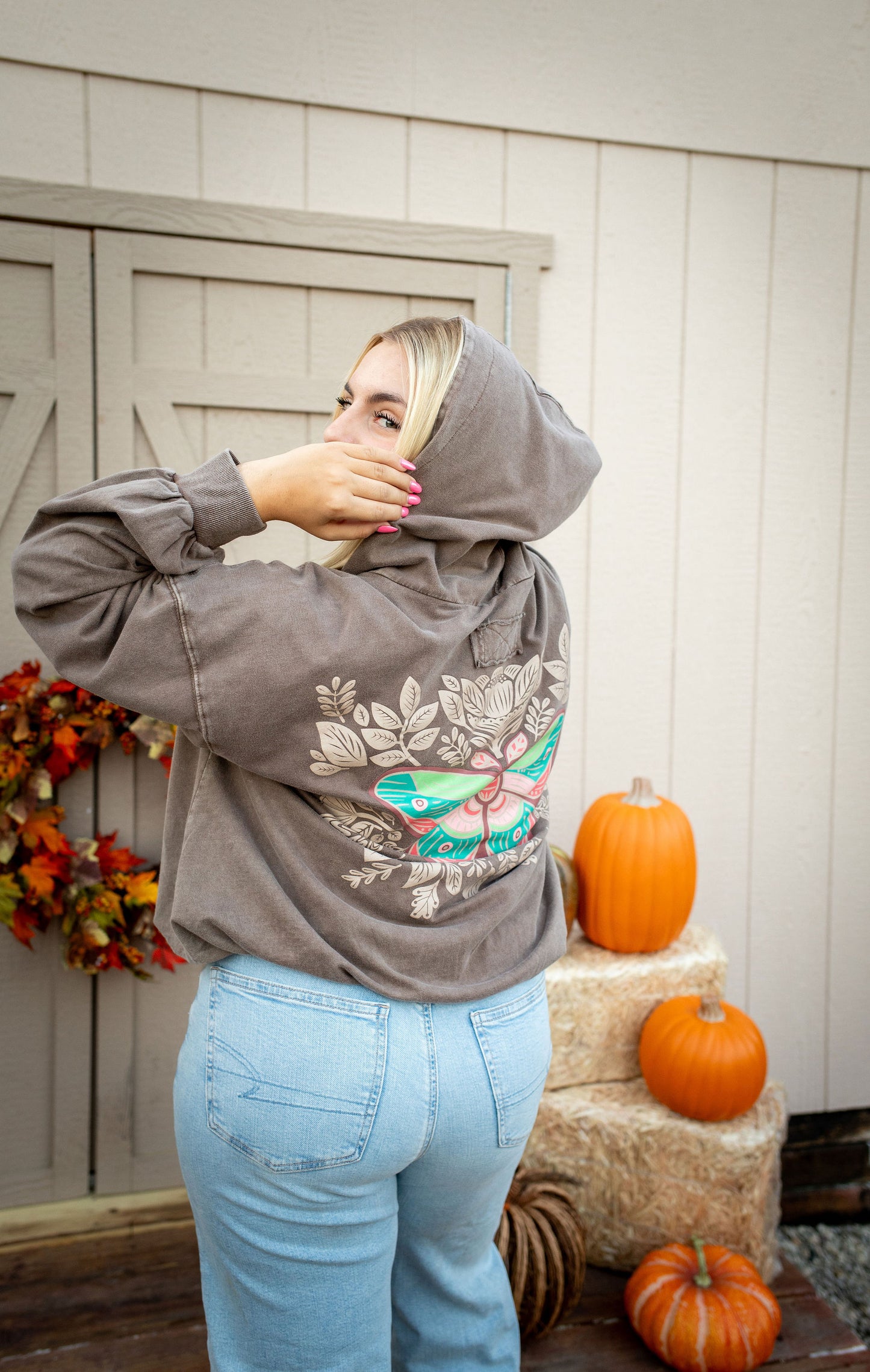 Fly Away Butterfly Print Hoodie