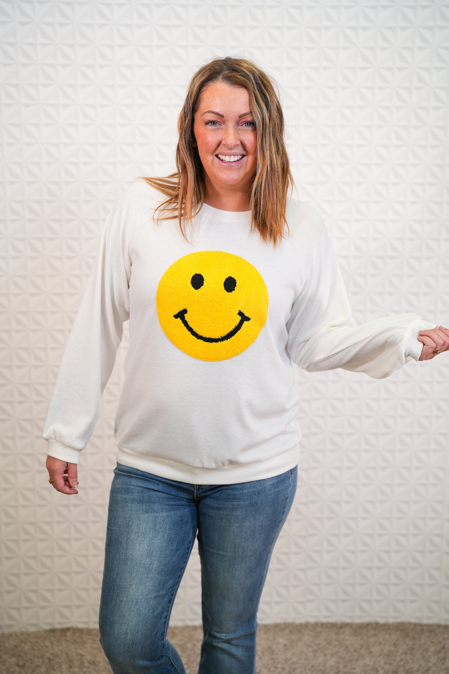 Cheerful Smiley Face Pullover