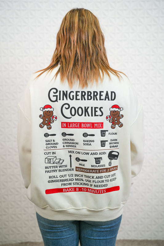 Gingerbread Christmas Recipe Embroidered Sweatshirt