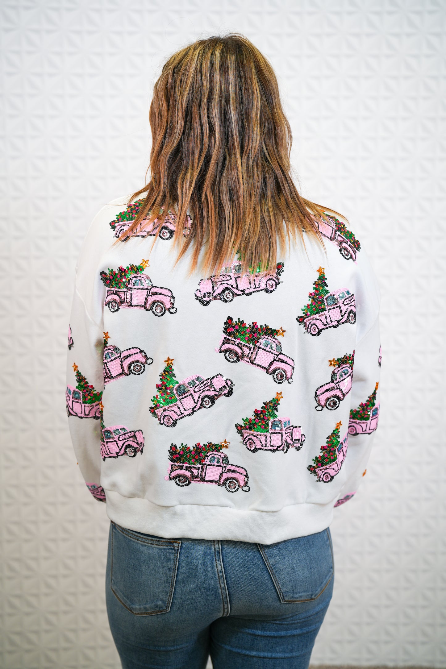 Pink Truck Homestyle Christmas Sweatshirt