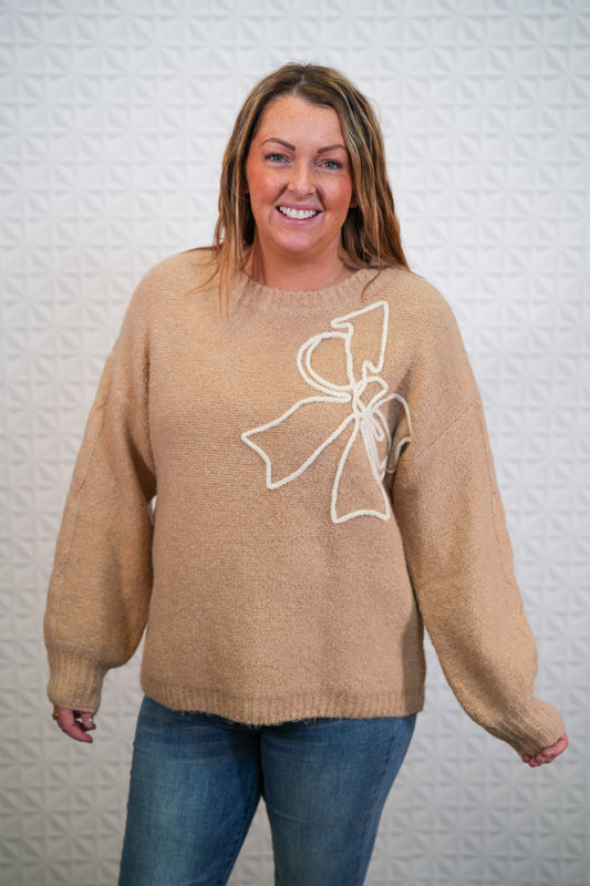 C'est Bow Embroidered Sweater