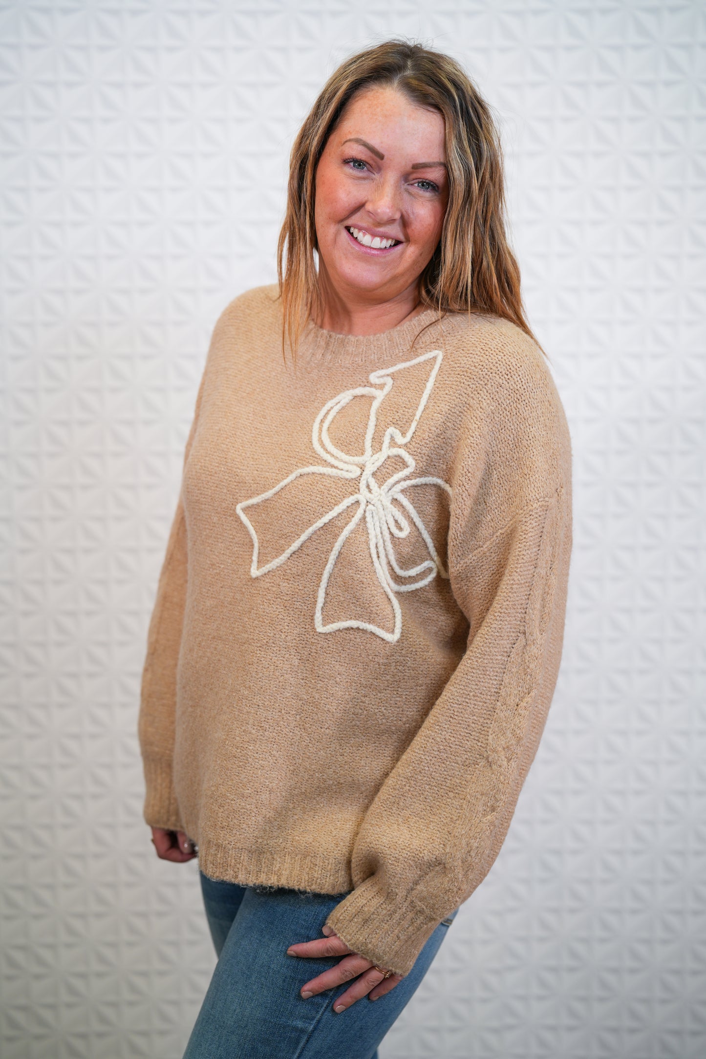 C'est Bow Embroidered Sweater