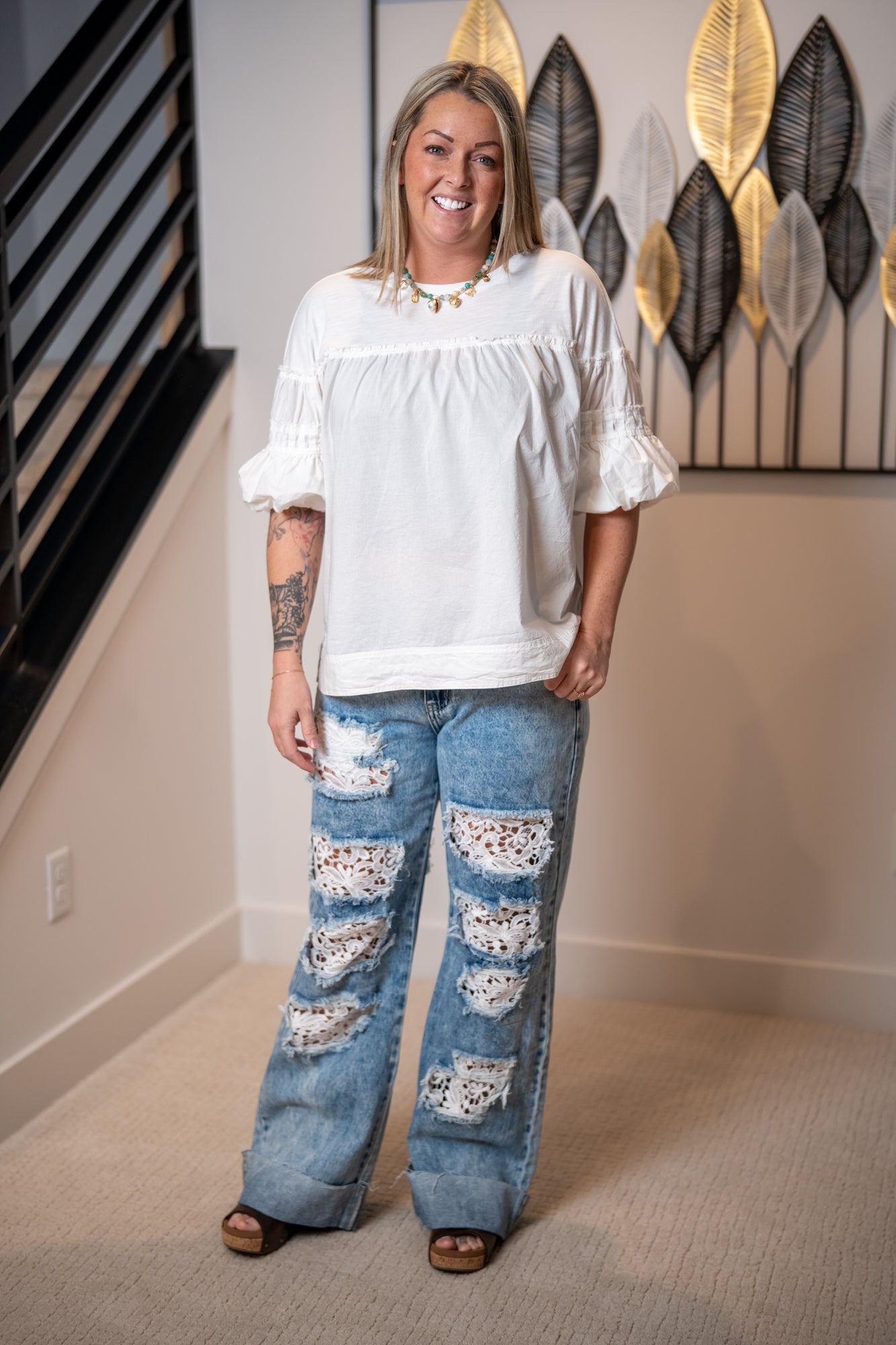 Easel Washed Cotton Voile Top