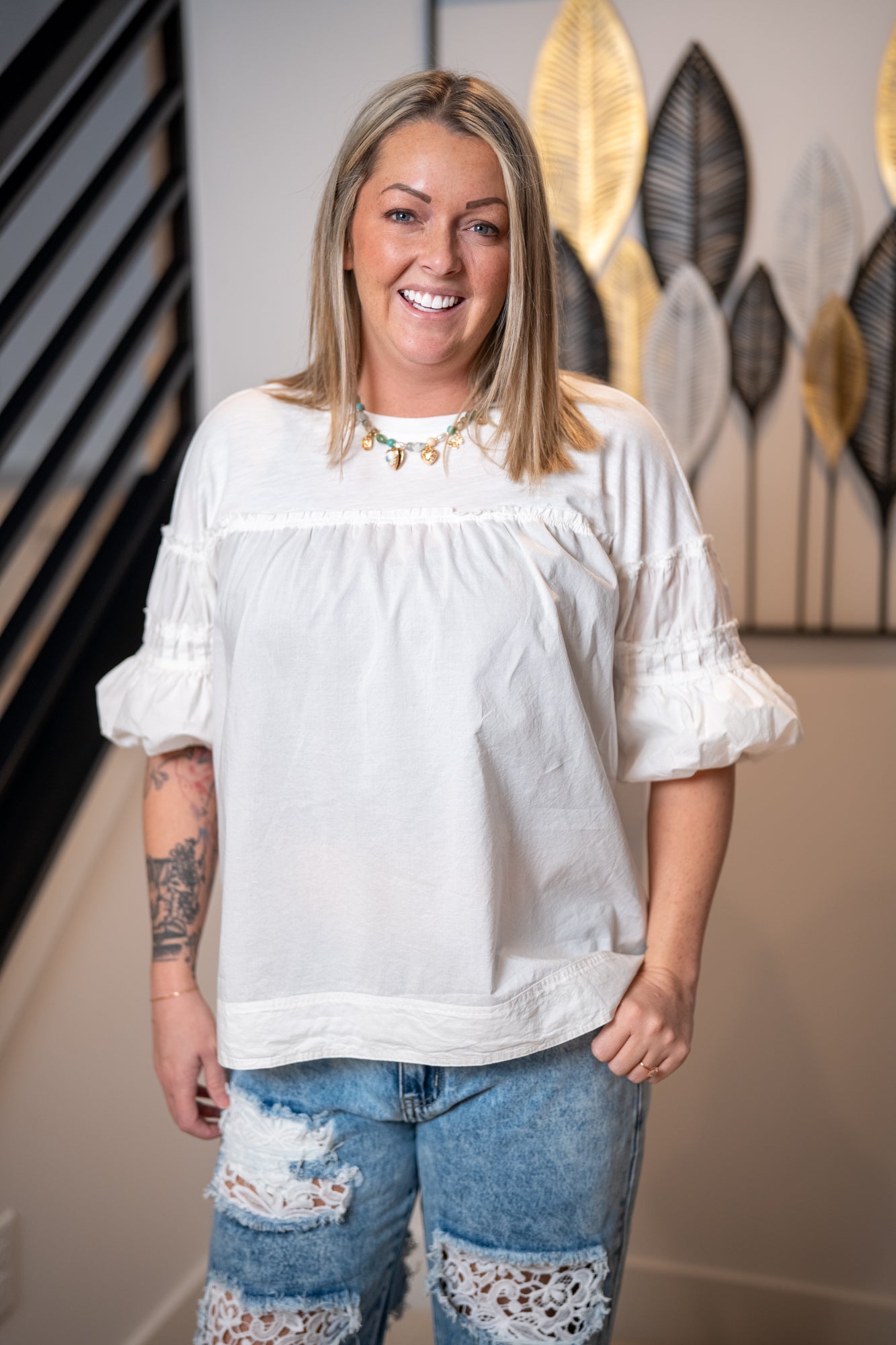 Easel Washed Cotton Voile Top