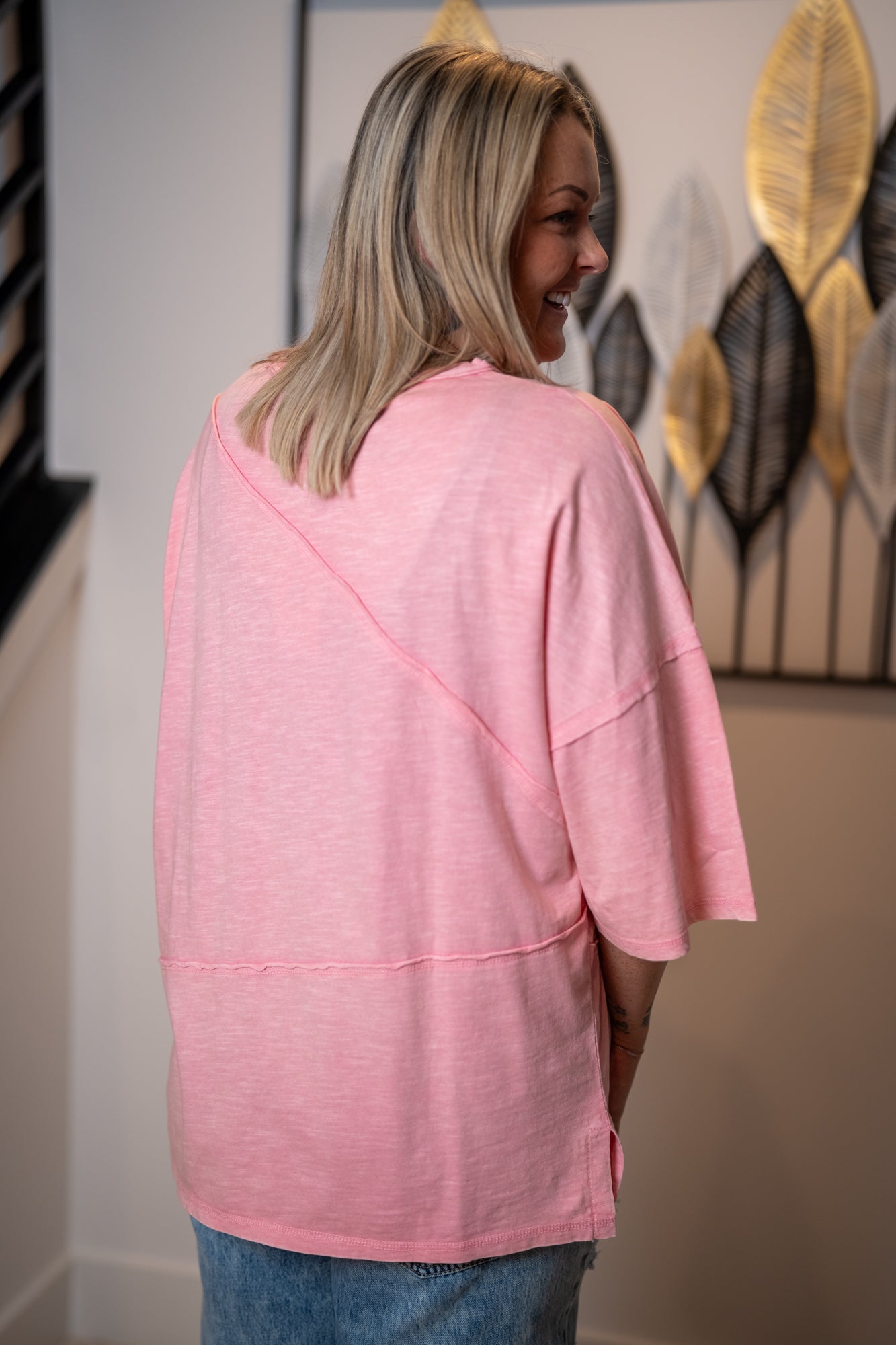 Easel Washed Cotton Slub Oversized Top