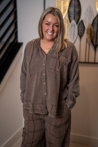 Easel Plaid Mineral Washed Hoodie