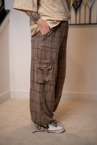 Easel Plaid Mineral Washed Pants