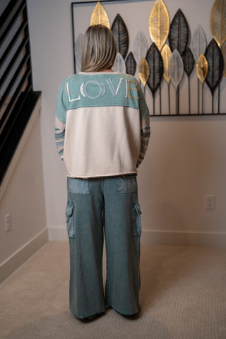 Oli & Hali Washed Stripes Raw Edge Pullover