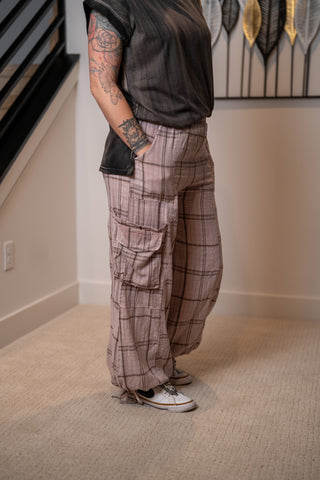 Easel Plaid Mineral Washed Pants