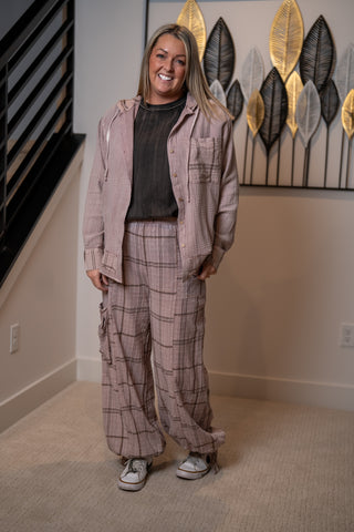 Easel Plaid Mineral Washed Pants