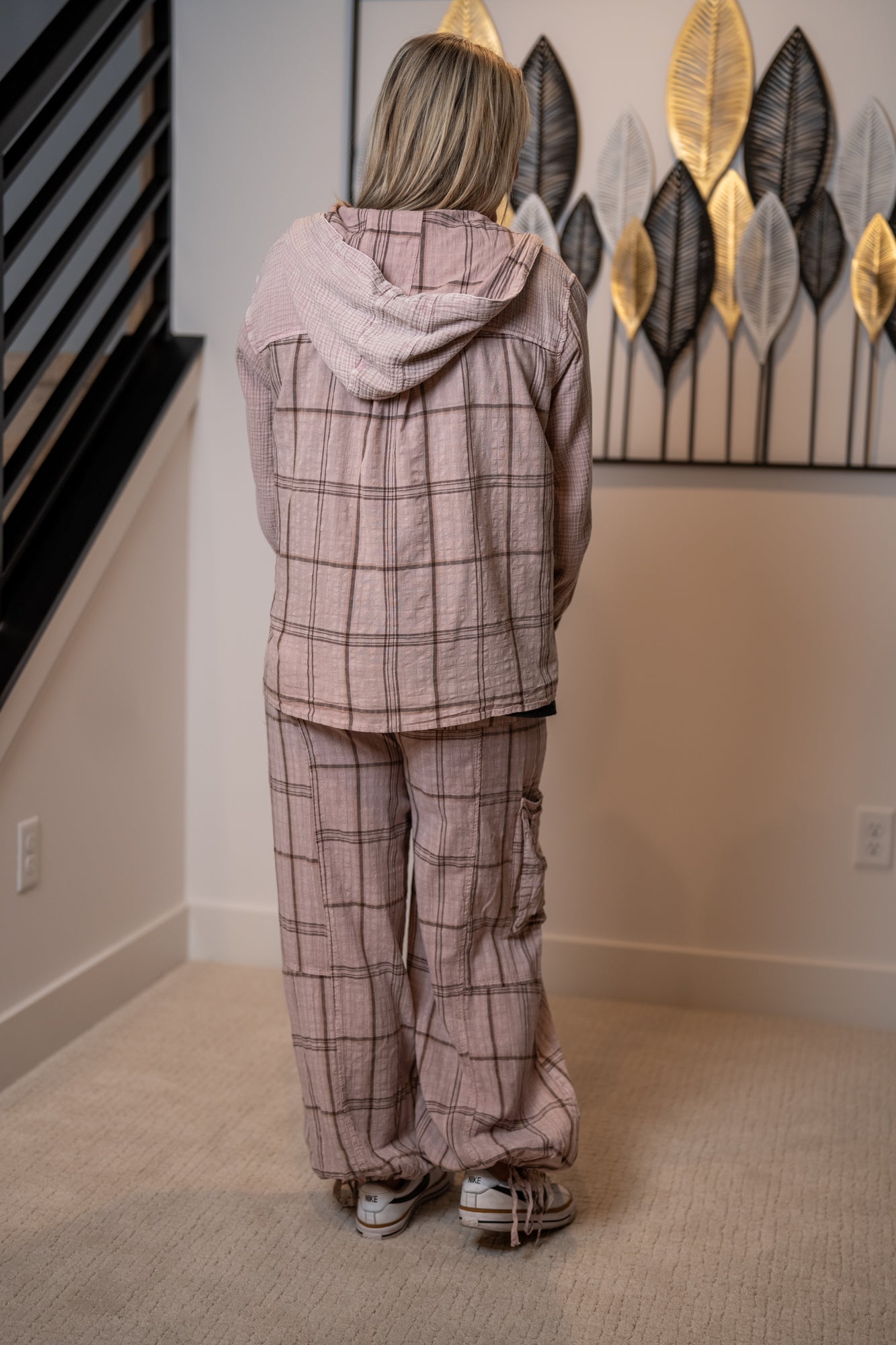 Easel Plaid Mineral Washed Hoodie