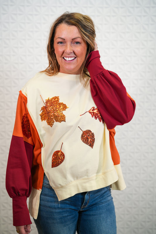 All About Fall Long Sleeve Color Block Top
