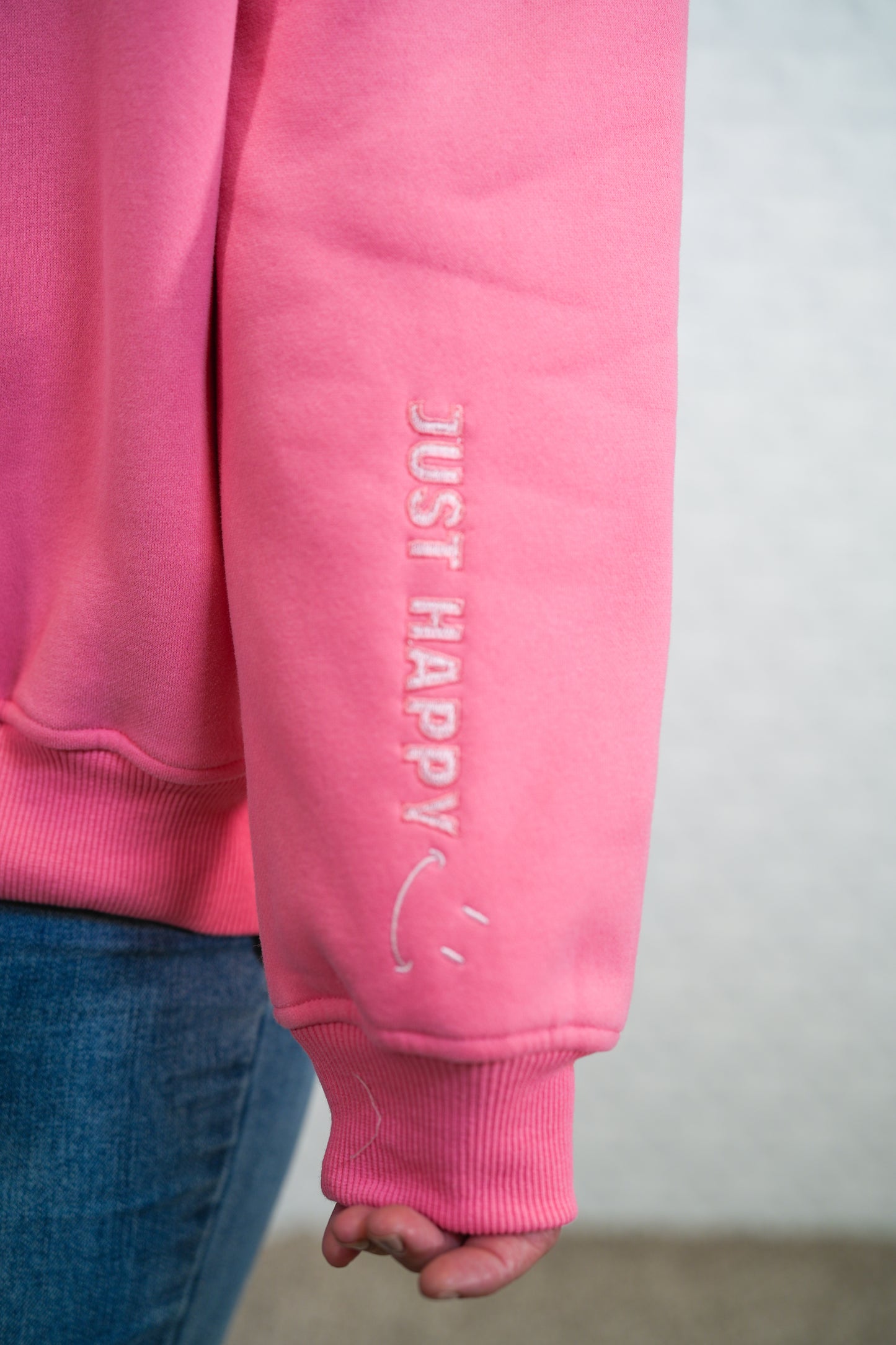 I Am Just Happy To Be Here - Hibiscus Pink Crewneck