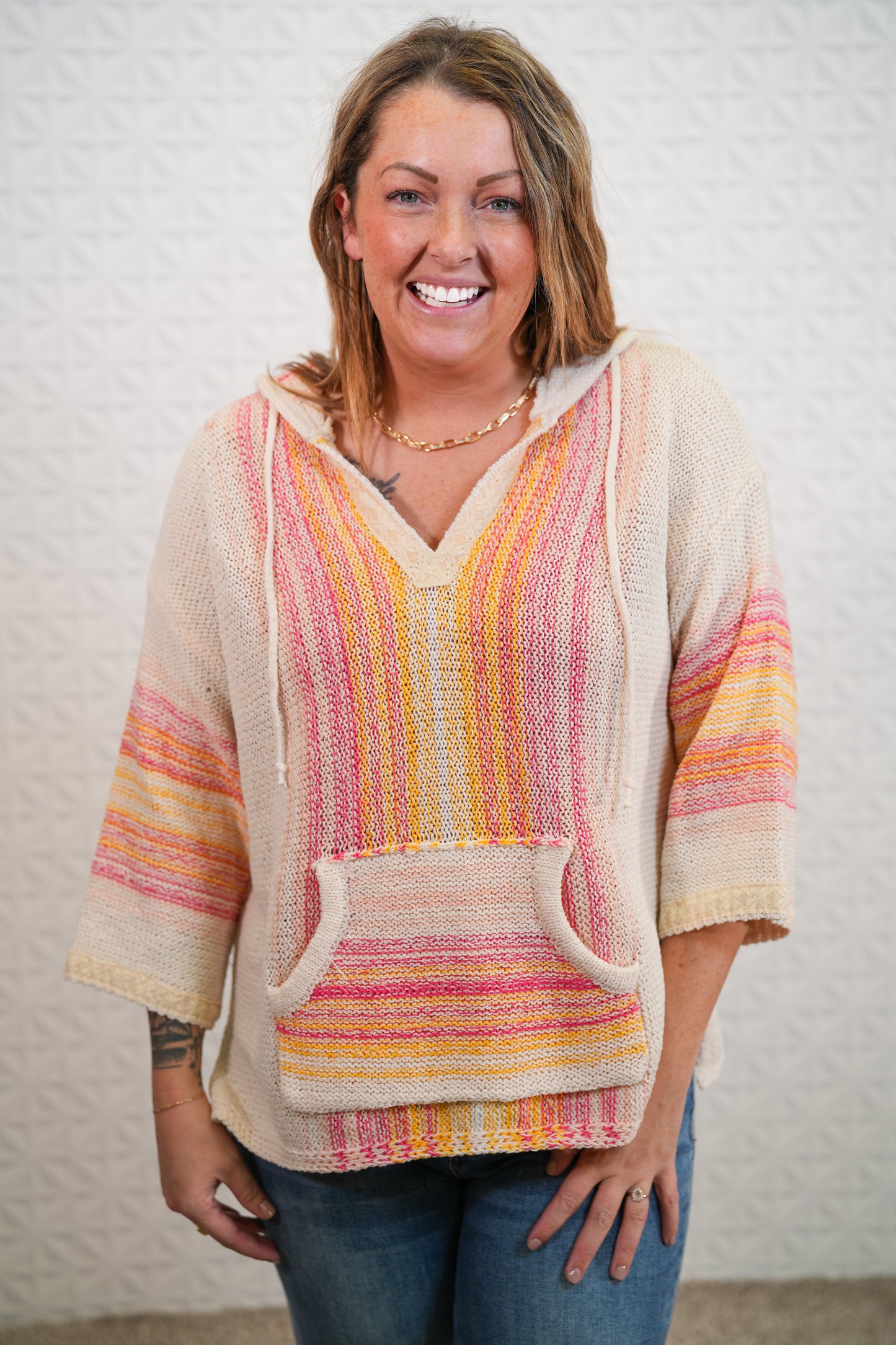 V-Neck Poncho Like Hoodie