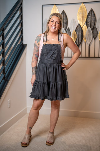 Easel Ruffle Overalls