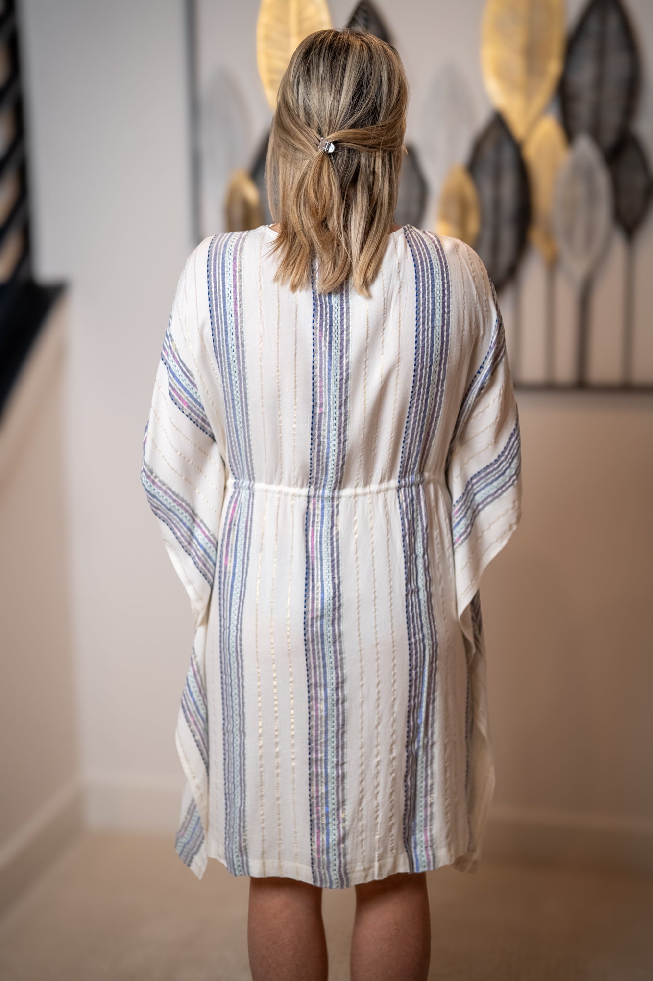 Lovestitch - Metallic Striped Kaftan Cover Up – Kimono Sleeve