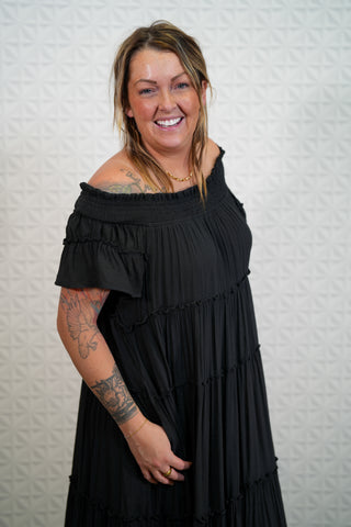 Smocked Tiered Midi Dress - Plus - Buttercup Lynne Boutique