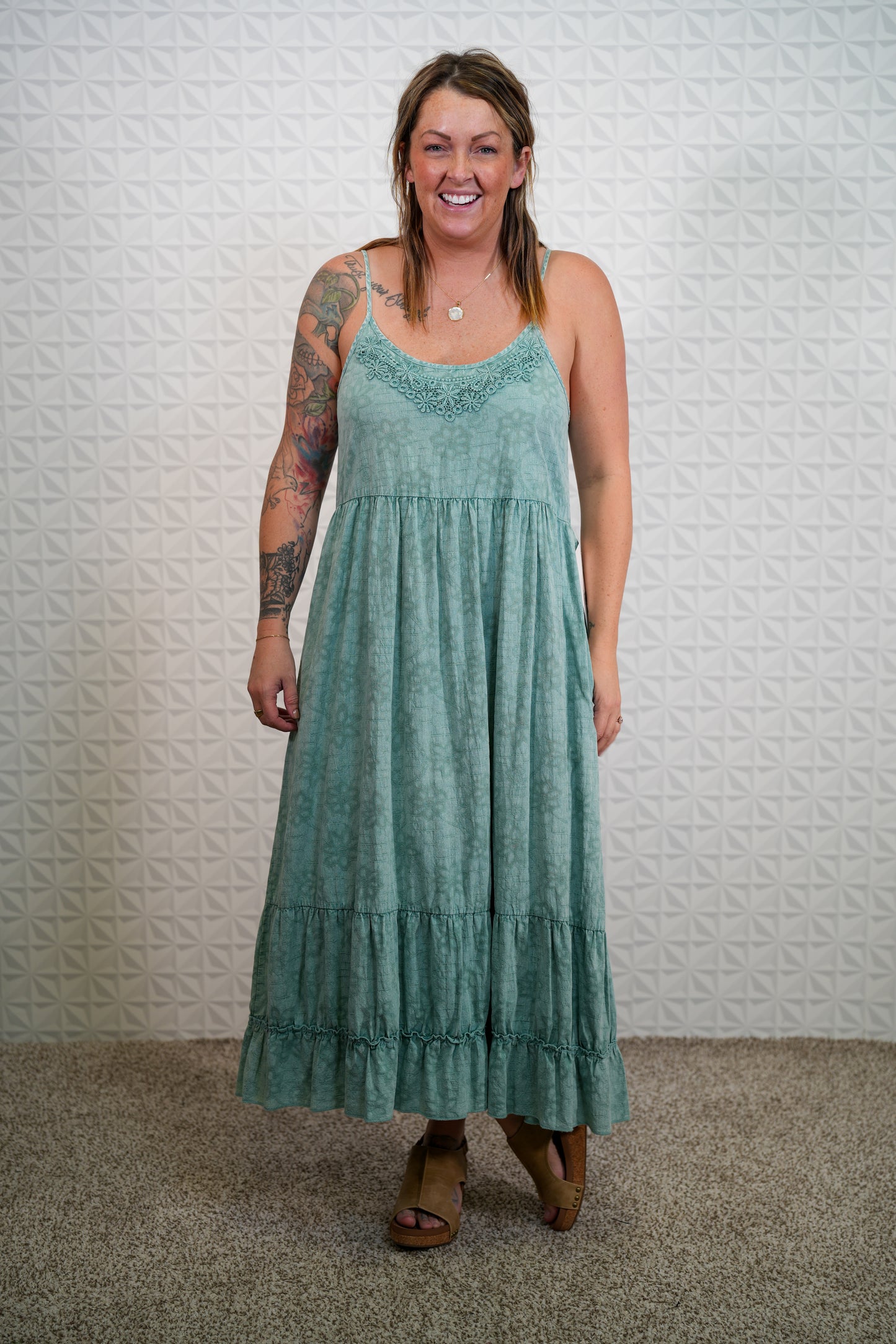 Mineral Washed Cami Dress in Pacific Ocean Hues