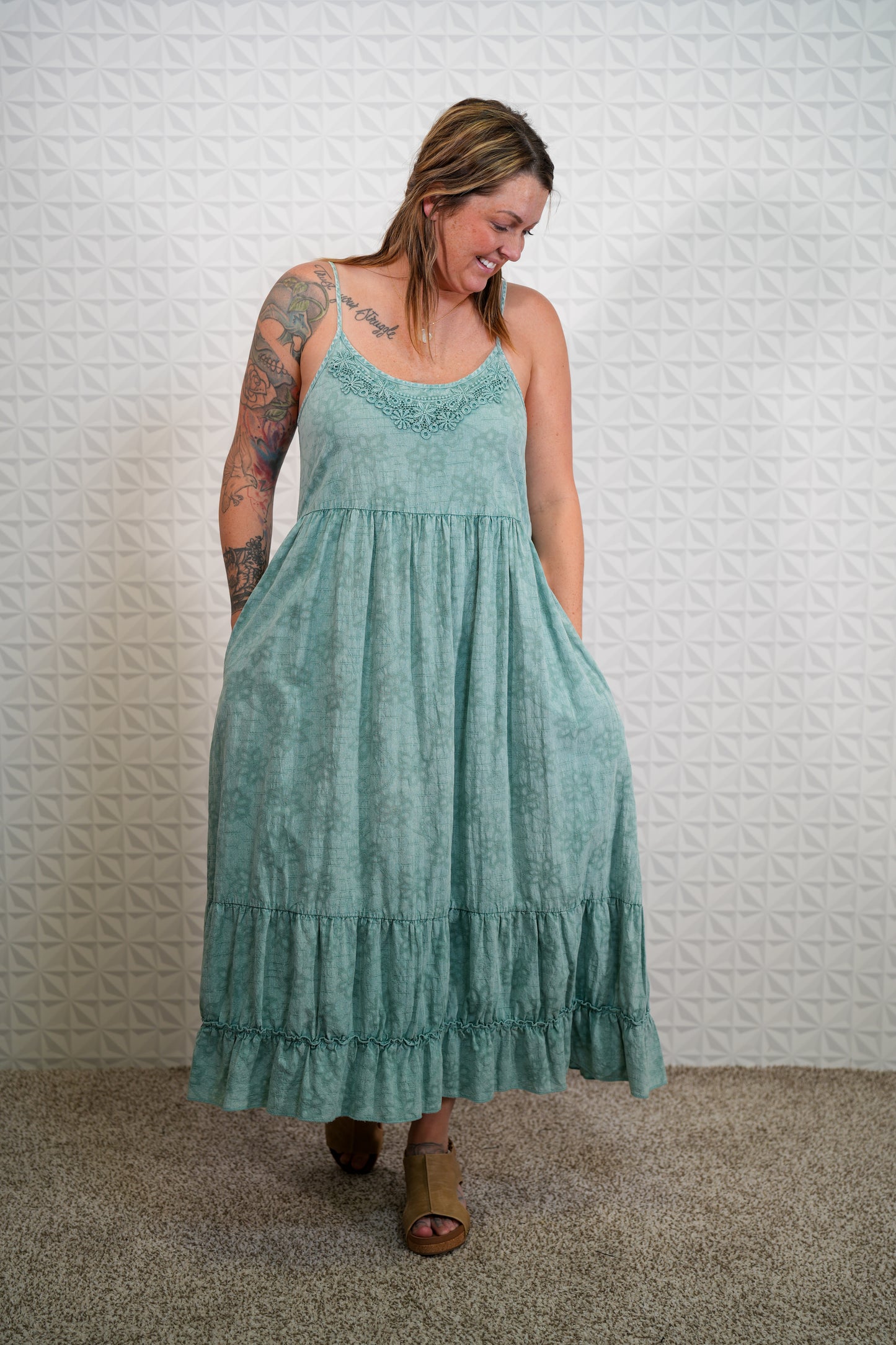 Mineral Washed Cami Dress in Pacific Ocean Hues