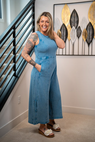 Easel Easy Days Mineral Washed Jumpsuit