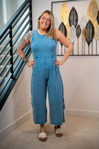 Easel Easy Days Mineral Washed Jumpsuit
