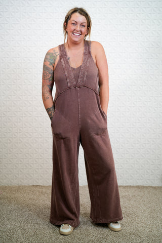 See It Through Mineral Washed Jumpsuit - Buttercup Lynne Boutique