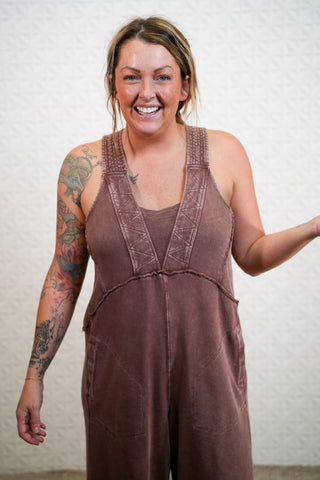 See It Through Mineral Washed Jumpsuit - Buttercup Lynne Boutique