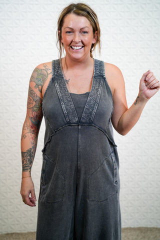 See It Through Mineral Washed Jumpsuit - Buttercup Lynne Boutique