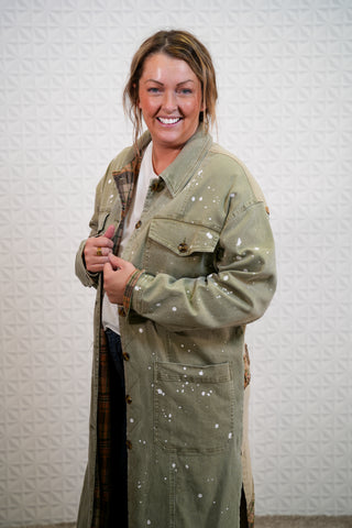Oli & Hali Misty Morning Fog Mineral Washed Long Jacket - Buttercup Lynne Boutique