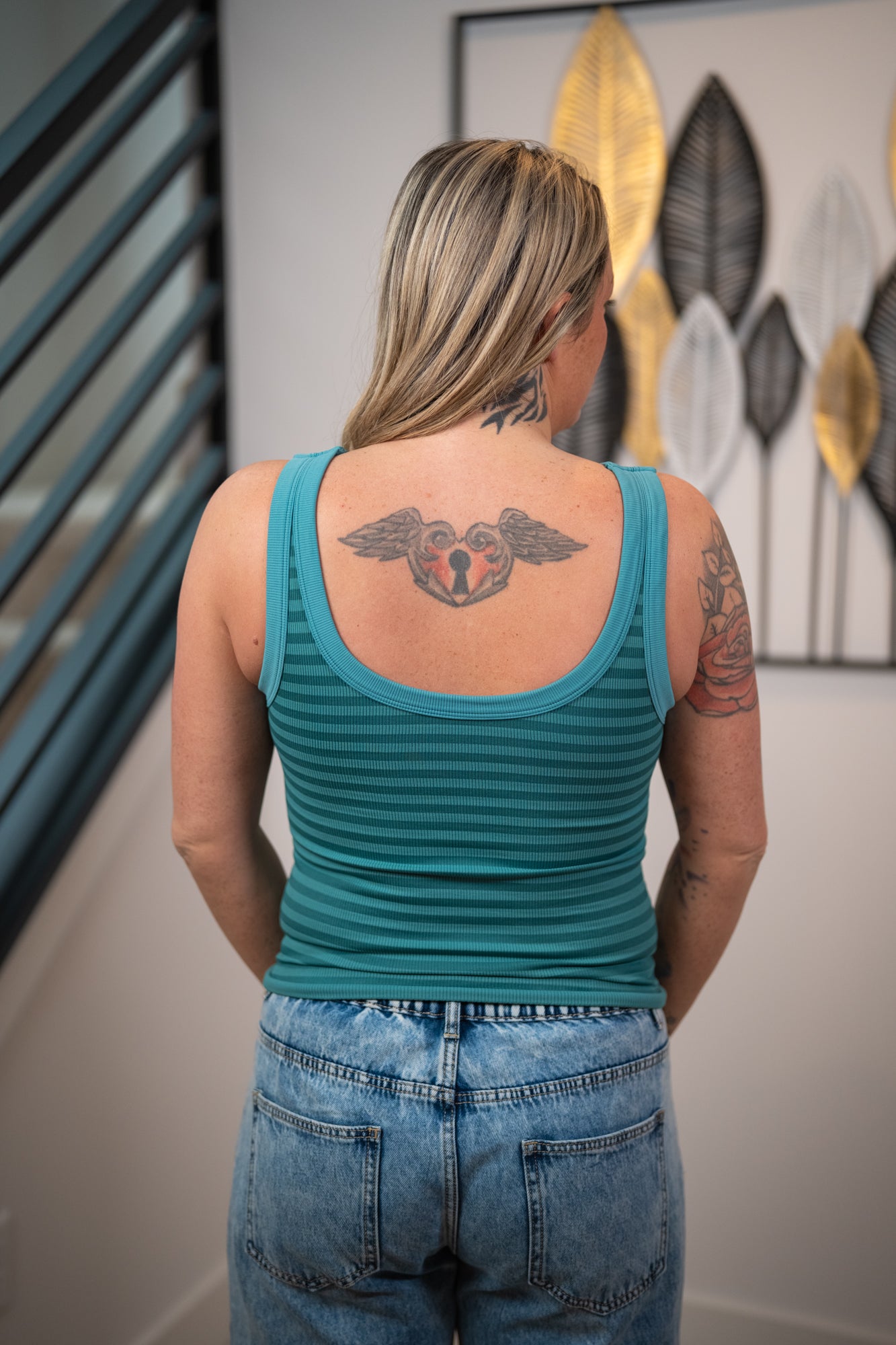 Everyday Glow Reversible Striped Seamless Tank – Marina & Deep Teal – NikiBiki