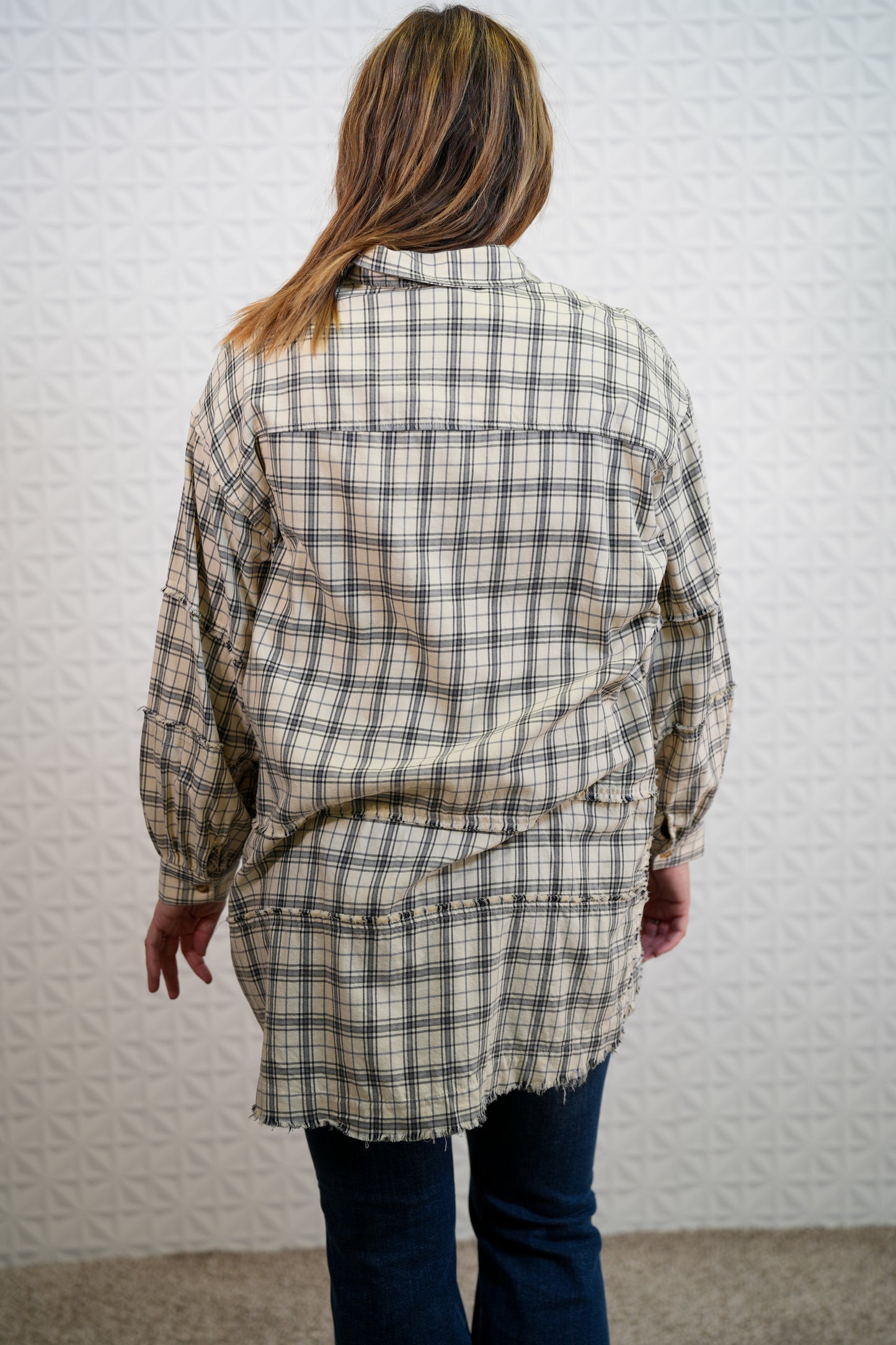 Looking at you Loose Fit Plaid Shirt - Oversized - Natural