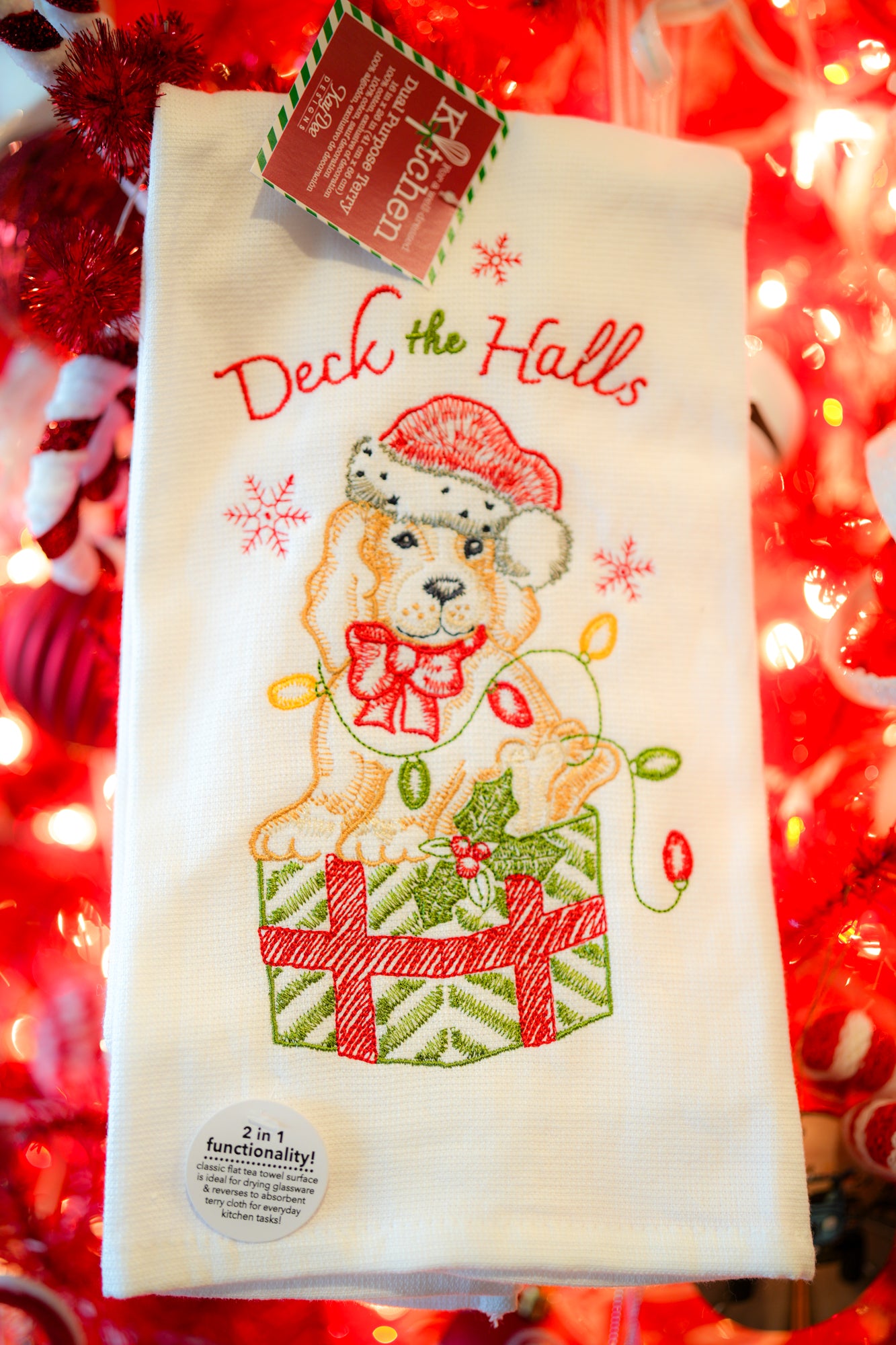 Bow Wowie Deck The Halls Tea Towel