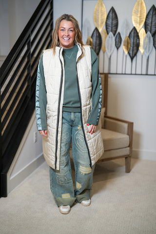 Totally In Padded Long Vest - Buttercup Lynne Boutique