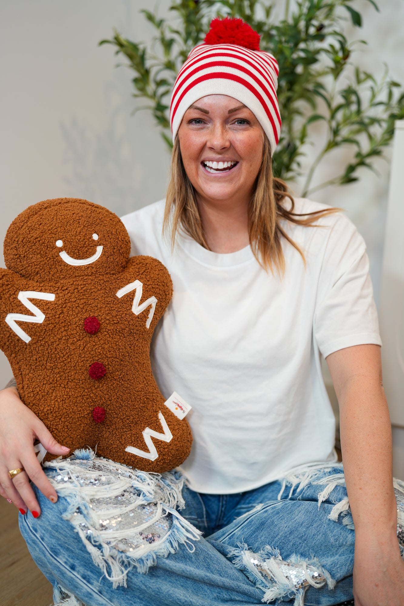 Stripe Beanie with Pom Pom