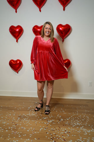 Pretty Little Thing V-Neck Velvet Dress - Buttercup Lynne Boutique