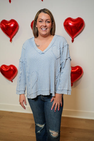 Can't Believe My Eyes Heart Patch Pullover - Buttercup Lynne Boutique