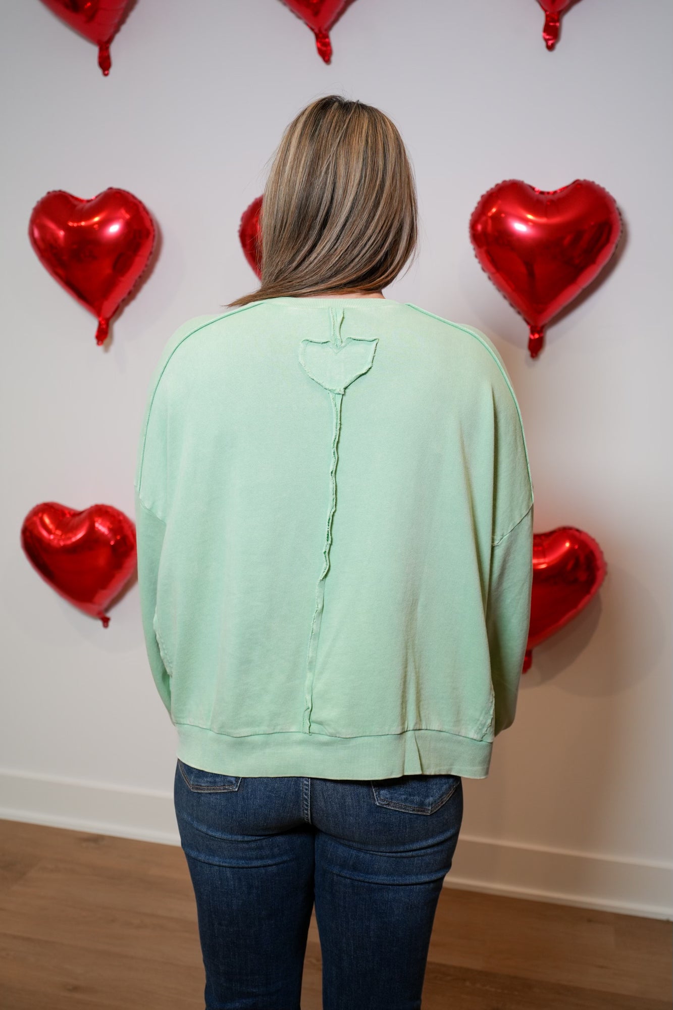 Heart Patch Terry Knit Pullover