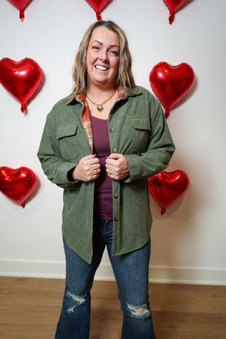 Looks Good On You Reversible Corduroy and Plaid Shacket - Buttercup Lynne Boutique