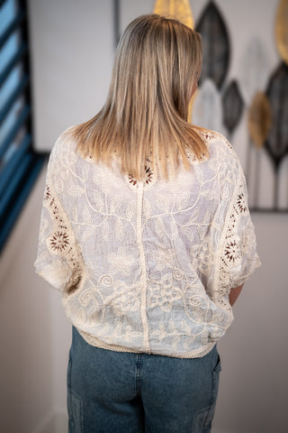 Boho Crochet V-Neck Cardigan – Lightweight Cotton Layer | POL