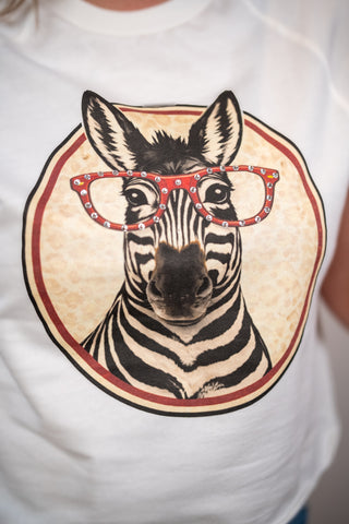 Sugar Stitch Rhinestone Zebra Graphic Tee
