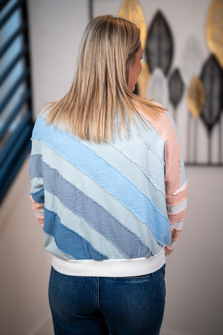 Mello Colorblock Textured Stripe Pullover